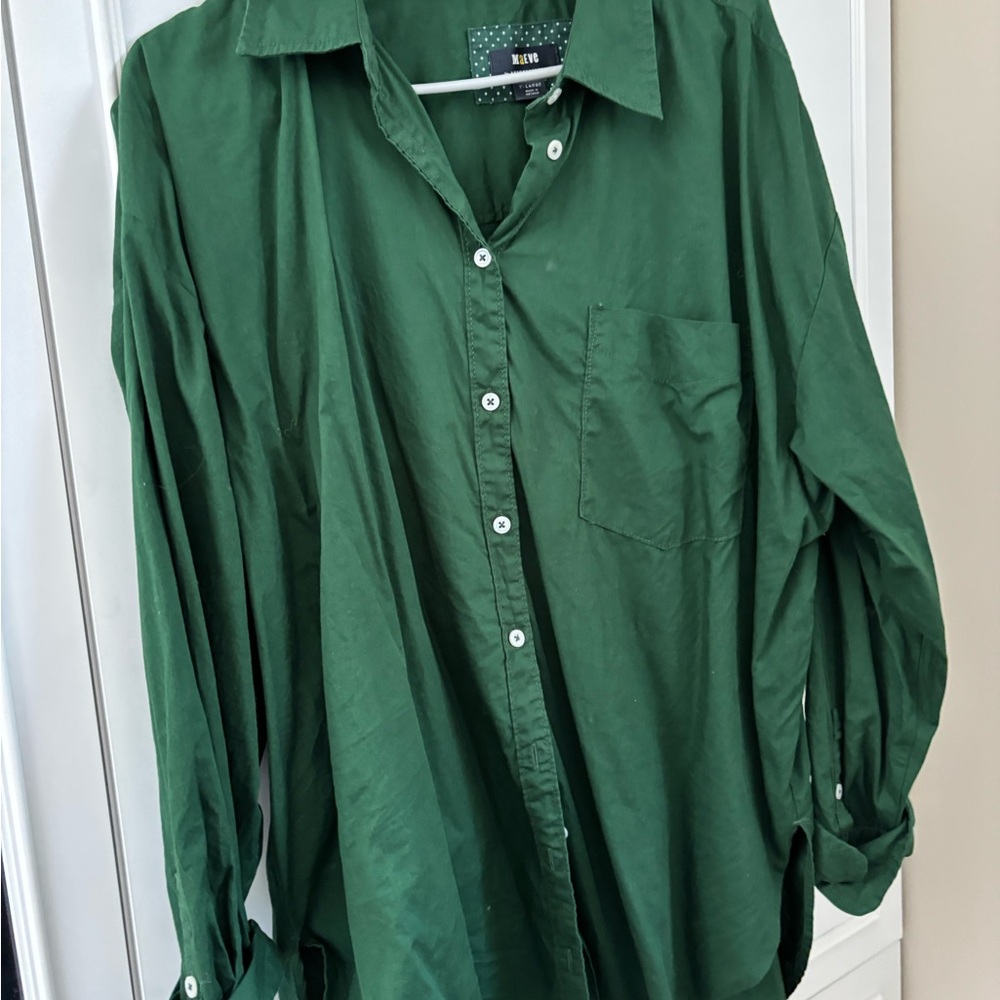 Maeve Forest Green Button-Down Shirt